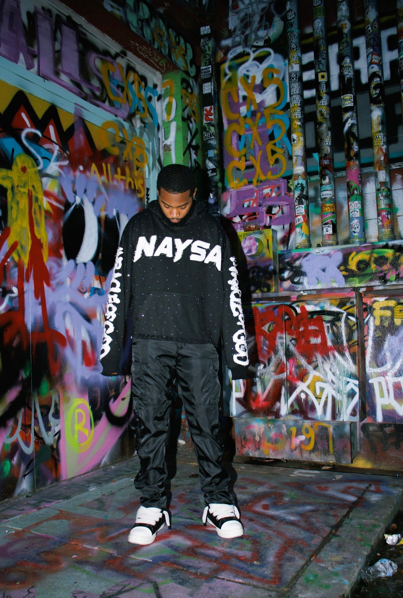 BLACK ‘MOG’ PULLOVER